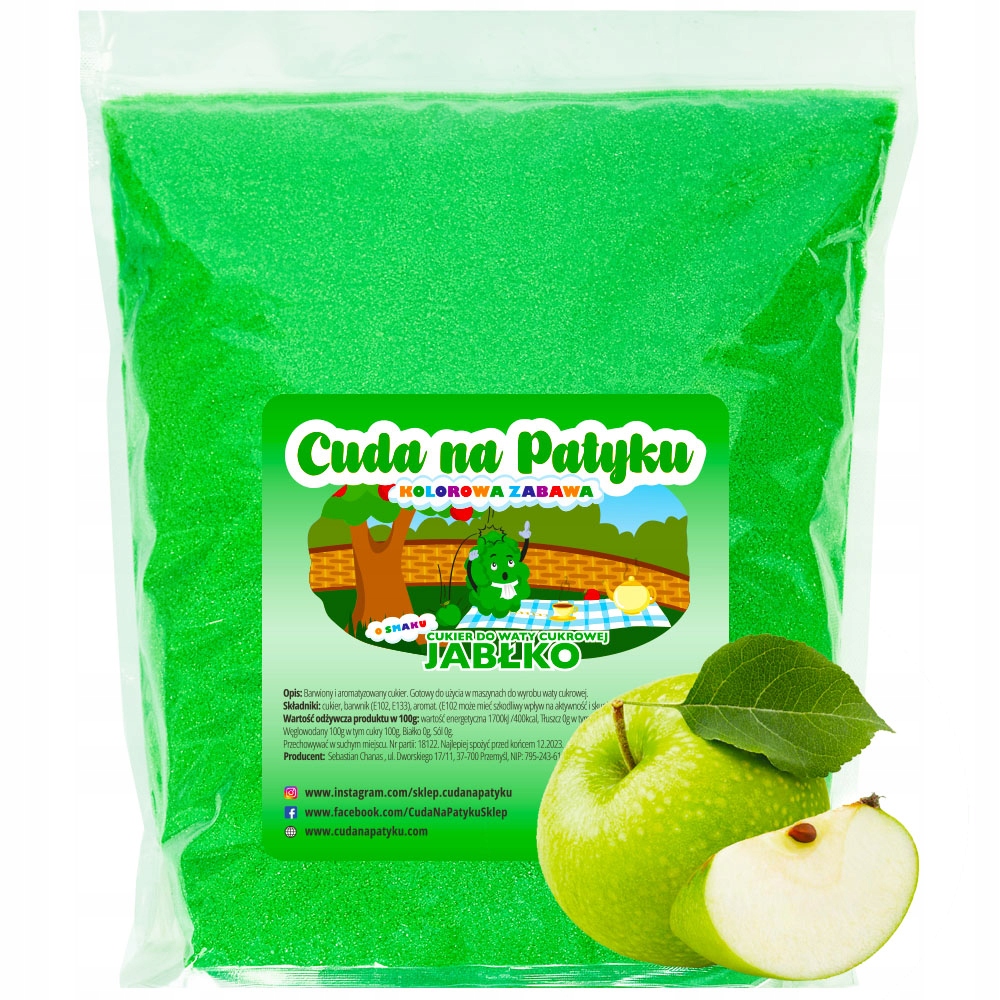 

1 Kg Cukier do waty cukrowej kolorowy Jabłko