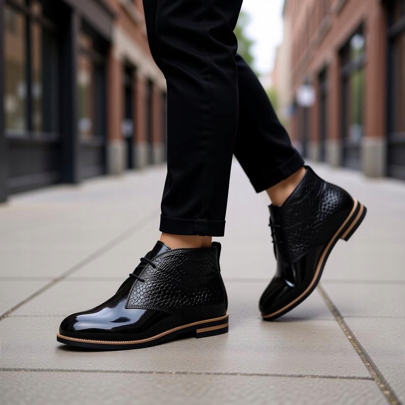 Boty kotníkové boty černé Laki dámské Přírodní Kůže Aeros 16-021B