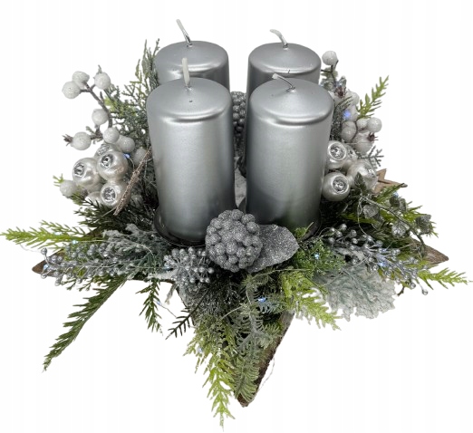 Vianočný adventný Led svietnik strieborný
