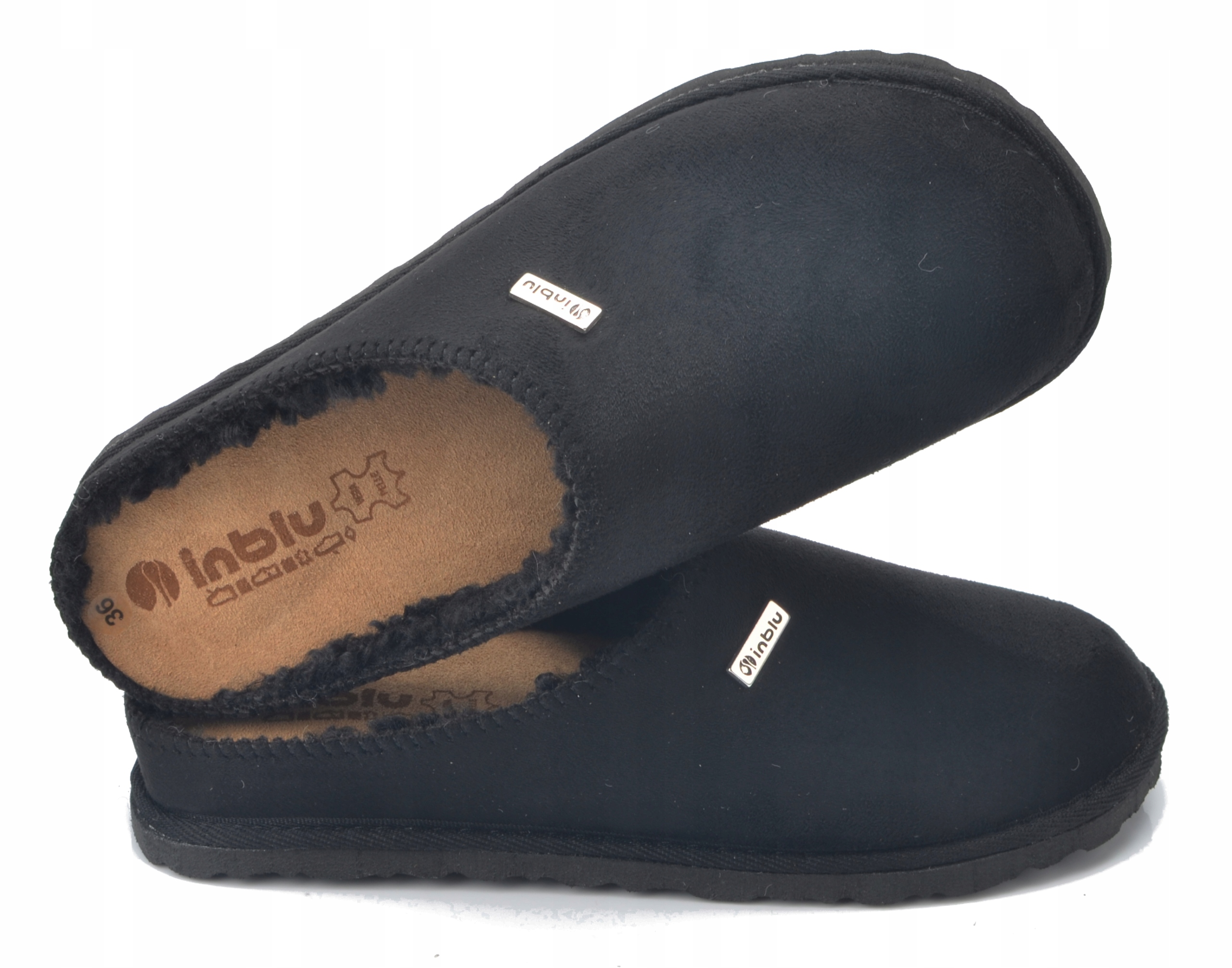 INBLU KAPCIE FUTRO KLAPKI DAMSKIE CS34 BAMBOSZE 38