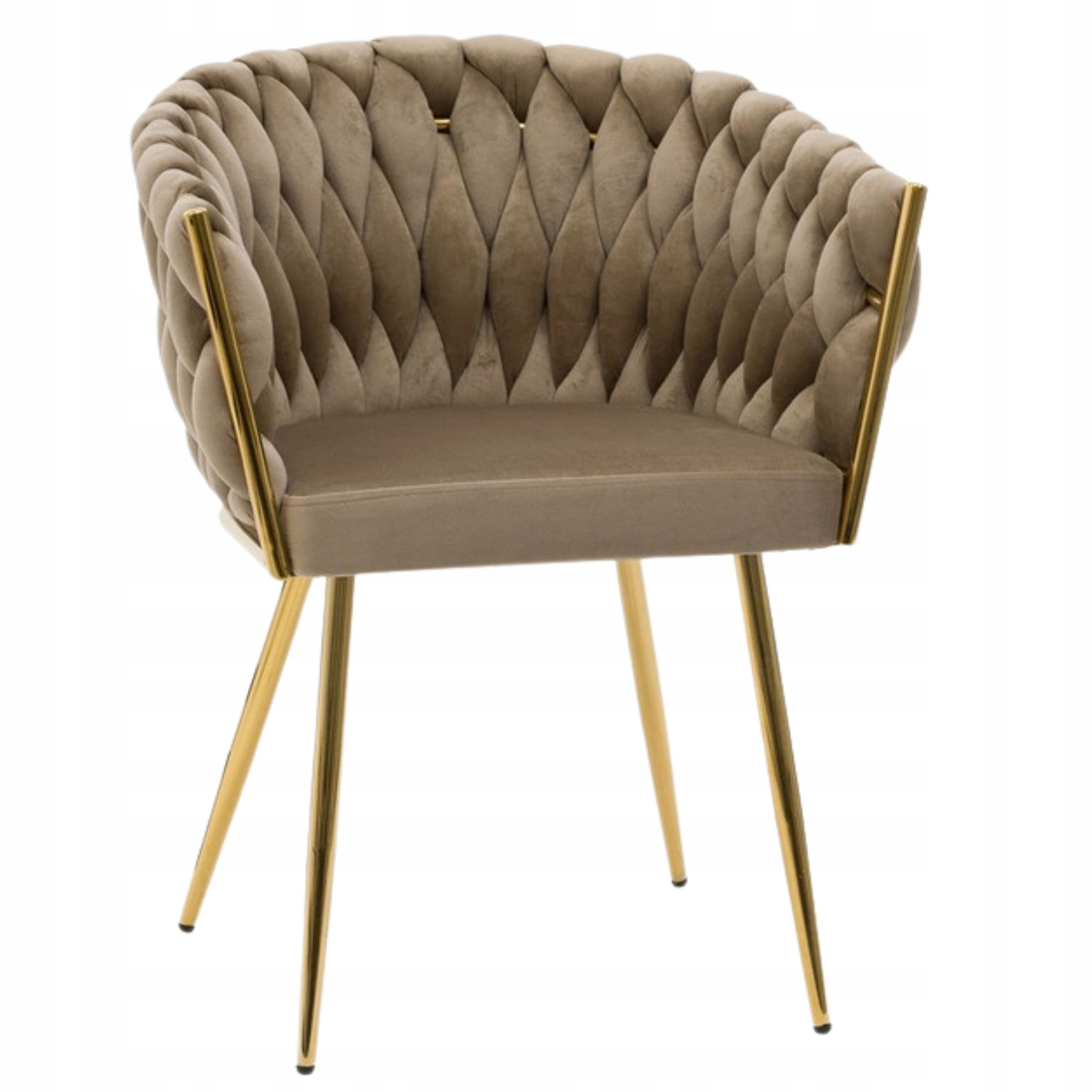 Čalouněná Jídelní Židle S Pleteným Opěradlem Rosa Gold Coffee, Velurová Barva