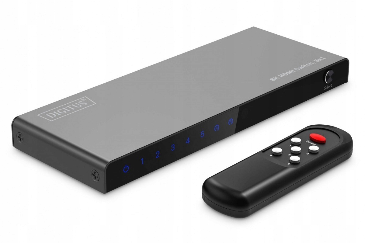 Digitus Przełącznik/Switch 8K Hdmi 5x1, 60Hz (4:4:4), Hdr, Hdcp 2.3, pilot,