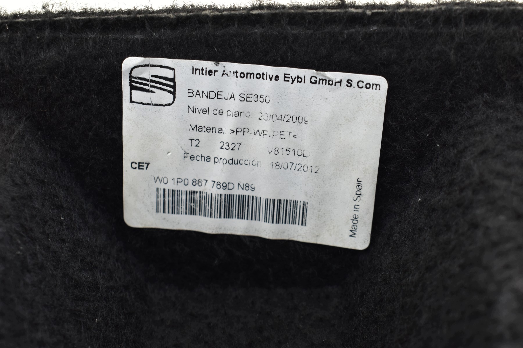 plato boot SEAT LEON II 2005-2012 1P0867769D