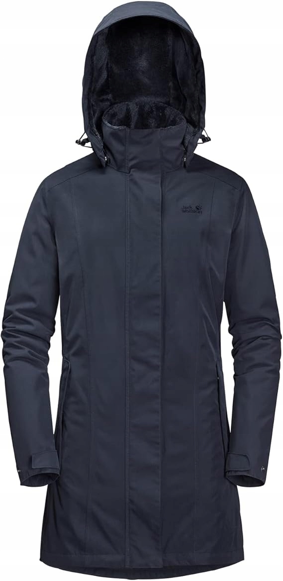 Dámský kabát s kapucí Jack Wolfskin Madison Avenue Coat L Tmavě modrý