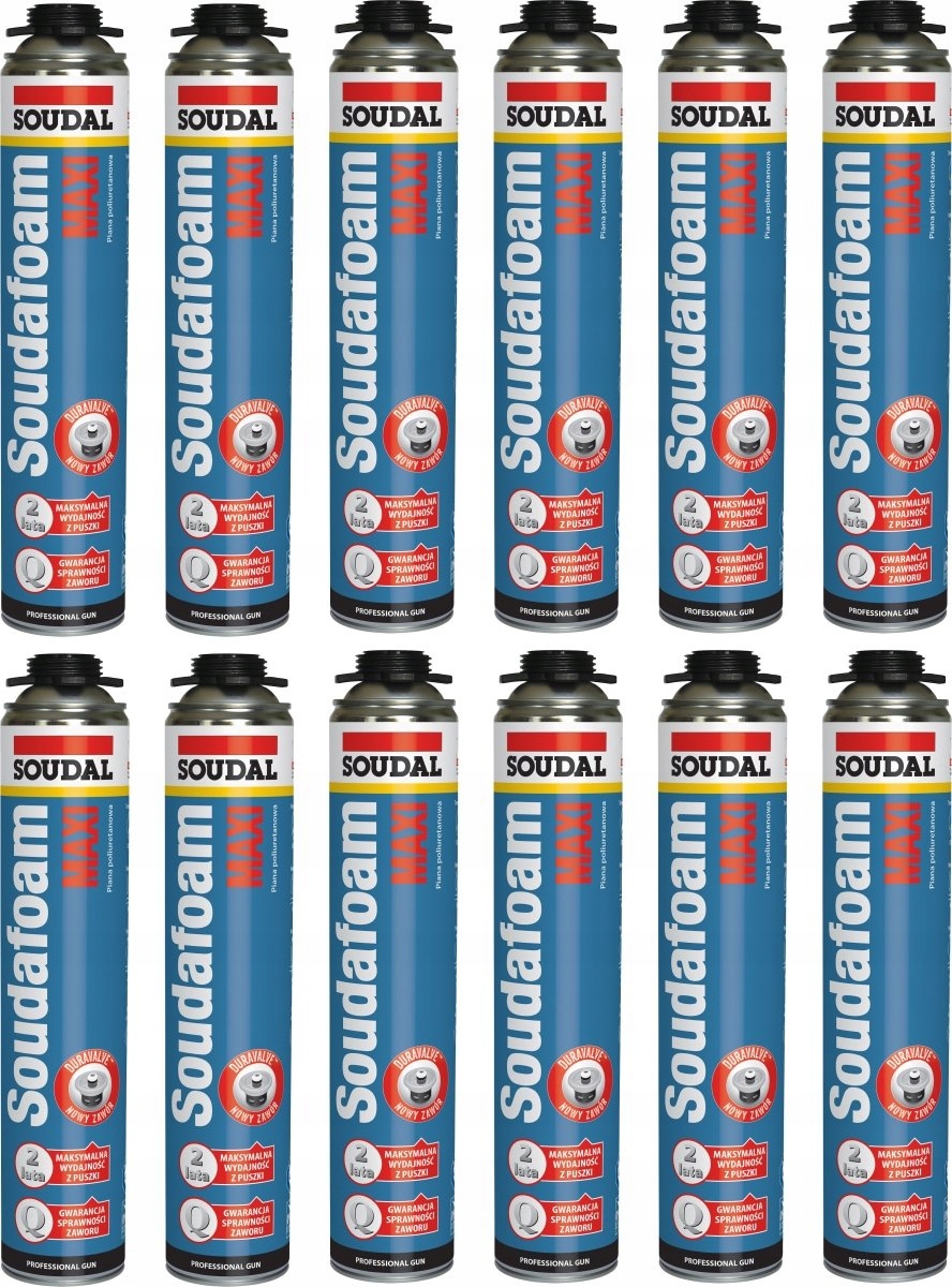 

12x Soudal Maxi piana montażowa niskoprężna 870ml