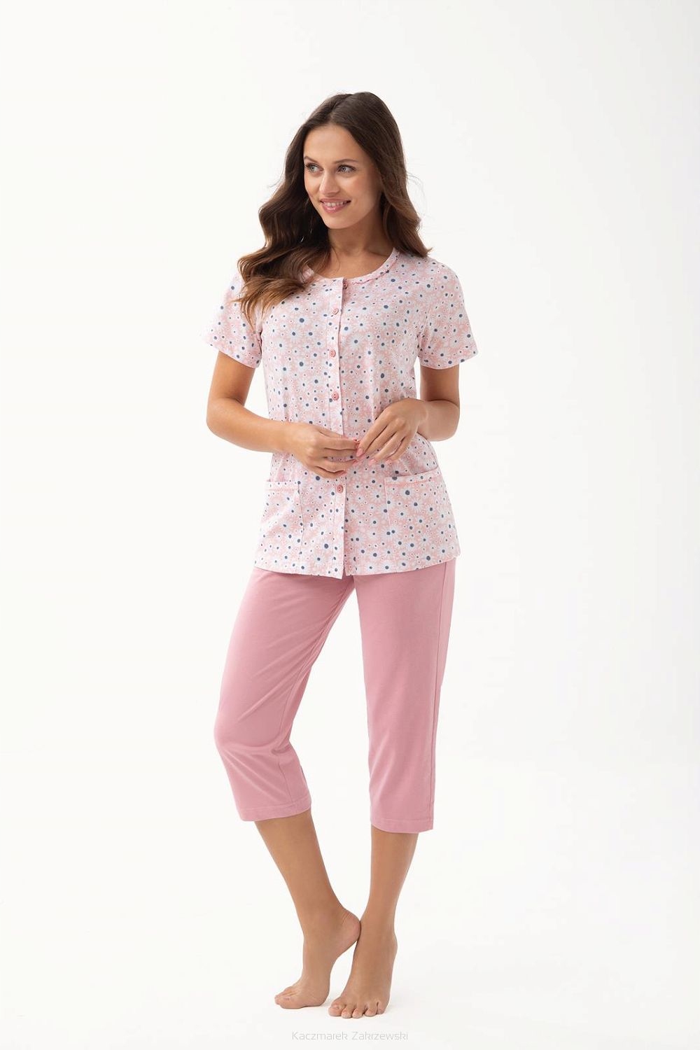 Dámské Pyžamo-luna 346-vel.4XL/48 rozepínací růžová