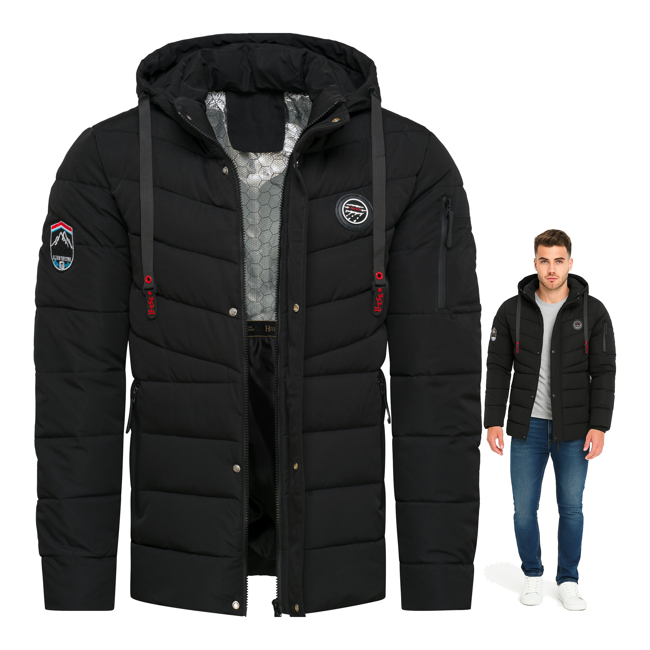 Zimní Bunda s odnímatelnou kapucí, prošívaná, zateplená, velikost S