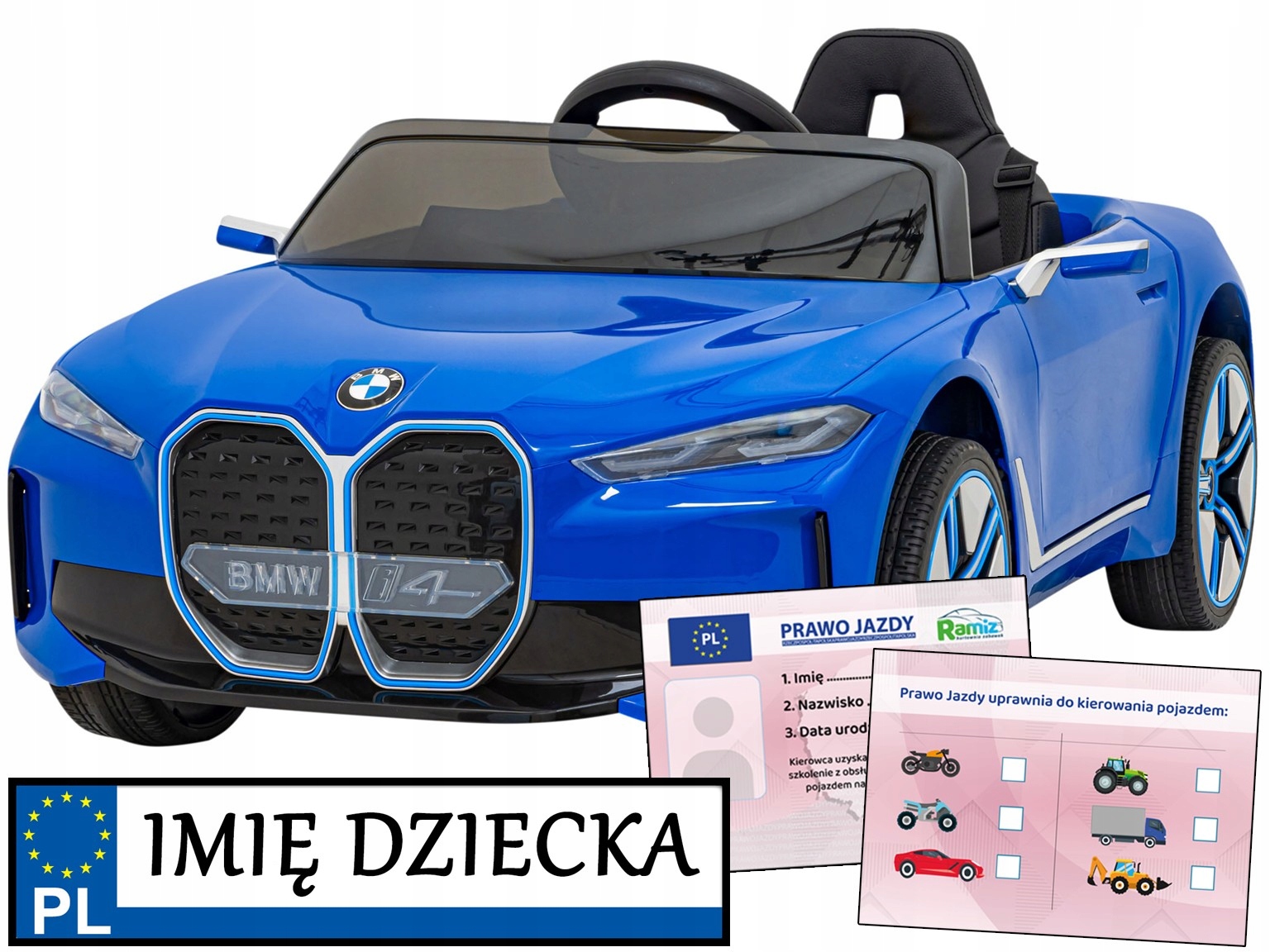 auto na akumulator Bmw I4 samochodzik jeździk na pilota dla dzieci 2x25W