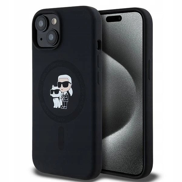 Pouzdro Karl Lagerfeld Silicone Karl&Choupette MagSafe pro iPhone 15 Plus 14 Plus
