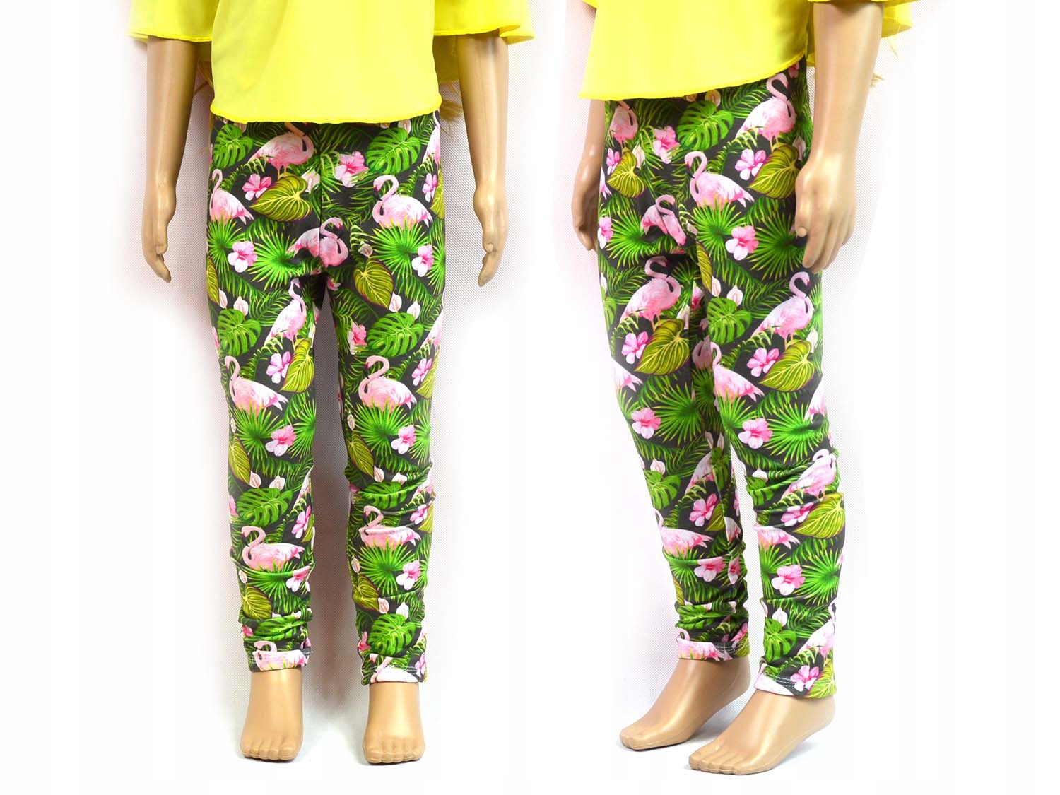 

110 Legginsy Spodnie całoroczne dresówka Flamingi