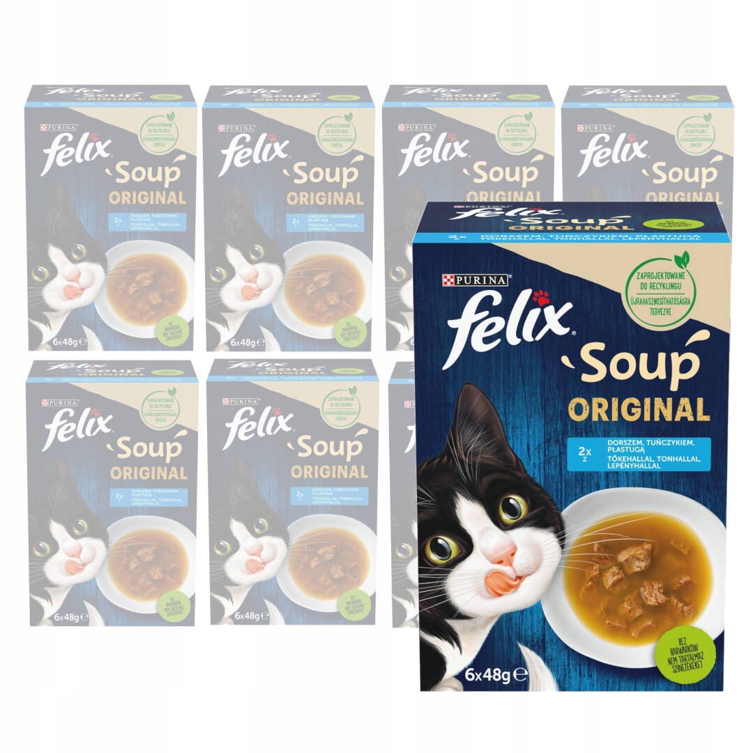 Felix Soup Original Krmivo Pro Kočky 48x48g Rybí příchutě s treskou a tuňákem