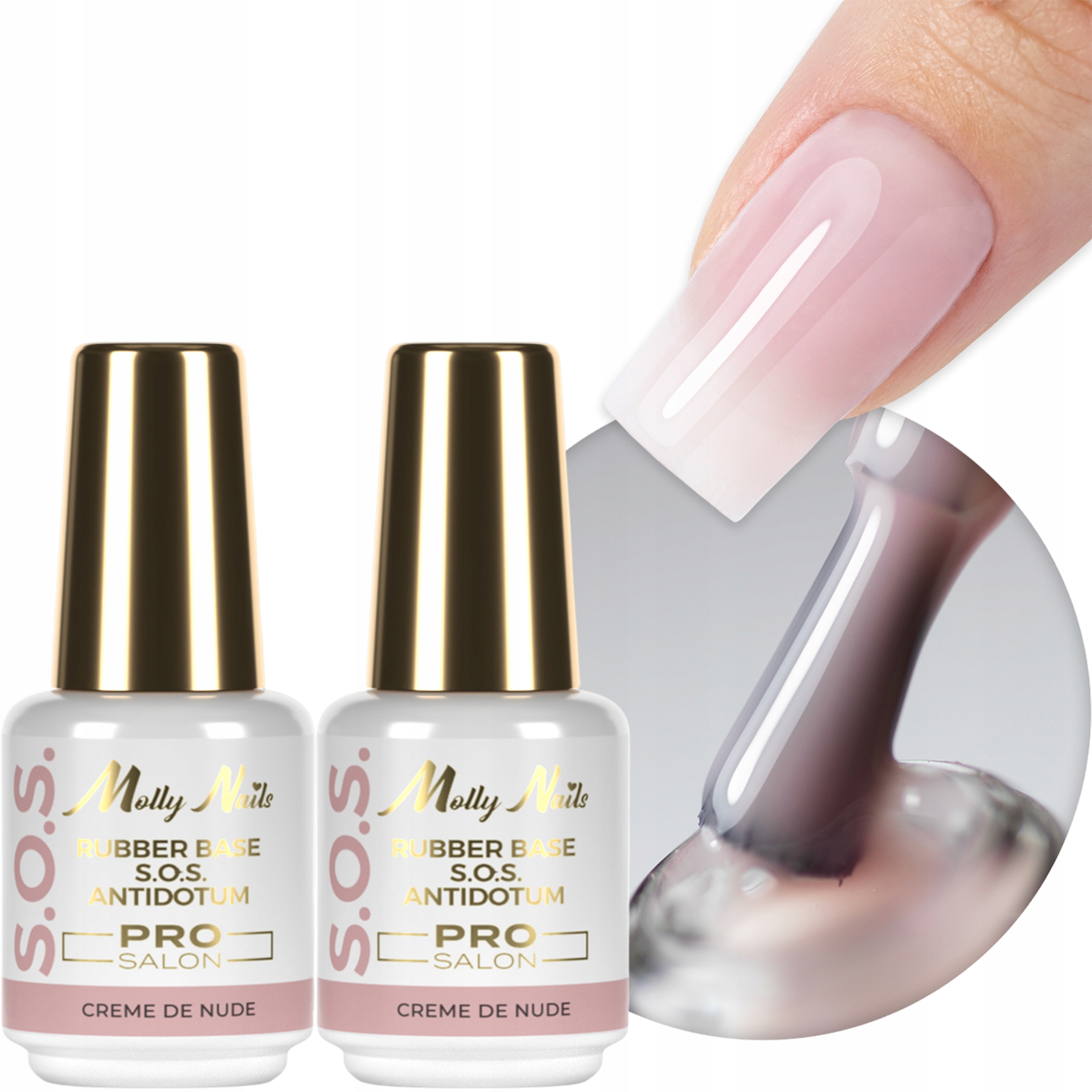 2x Kaučuková báze Mollynails 15 g S.o.s. Antidotum Pro Salon Creme de Nude