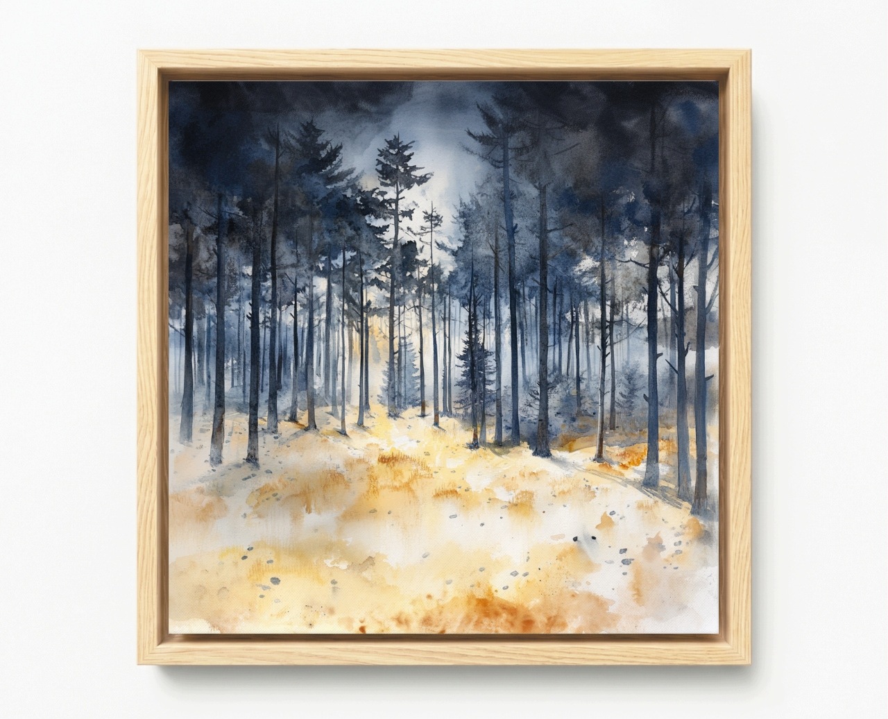 Obraz Rám Americký Box Akvarel Krajina Les Stromy Příroda 80x80