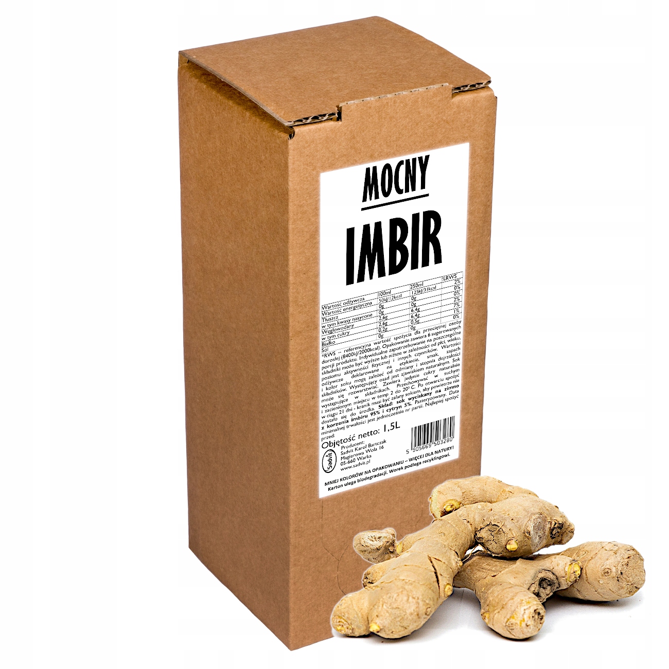

Imbir sok 100% tłoczony dla zdrowia naturalny 1,5L
