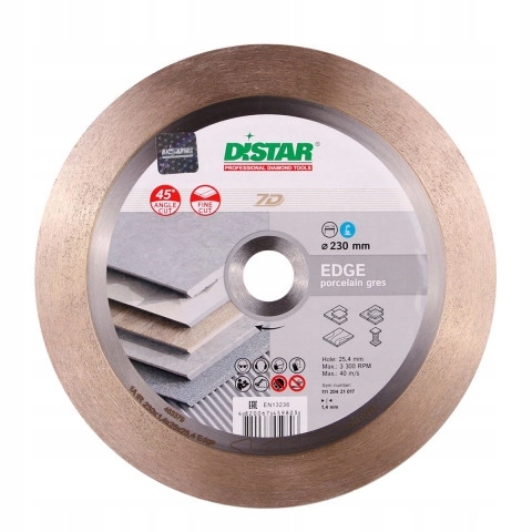 Diamantový kotouč Distar Edge pro řezání slinuté dlažby o průměru 230 mm