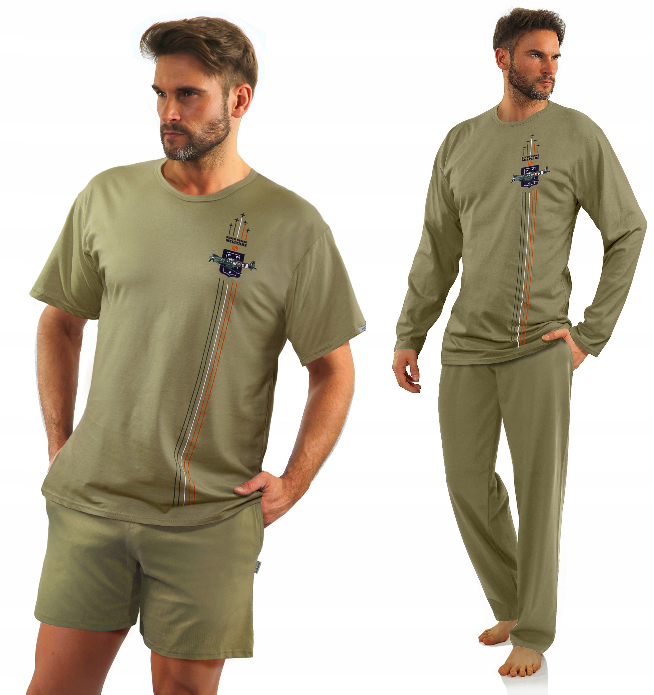 Sesto Sesto Sada bavlněných pánských pyžamek s dlouhým a krátkým rukávem, velikost XL