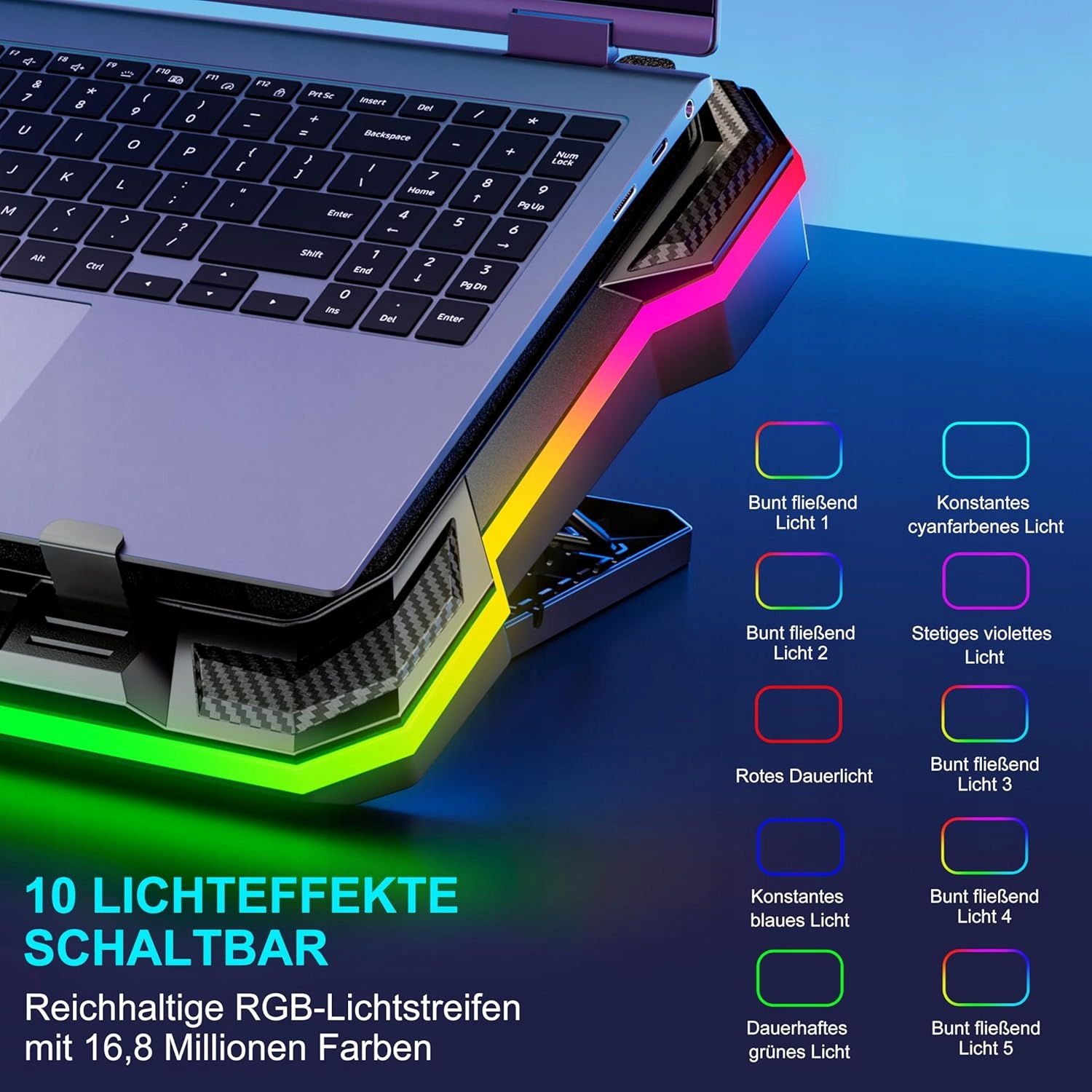 Chladiaca Podložka Pod Notebook Rgb Regulácia Rýchlosti Držiak Na Telefón