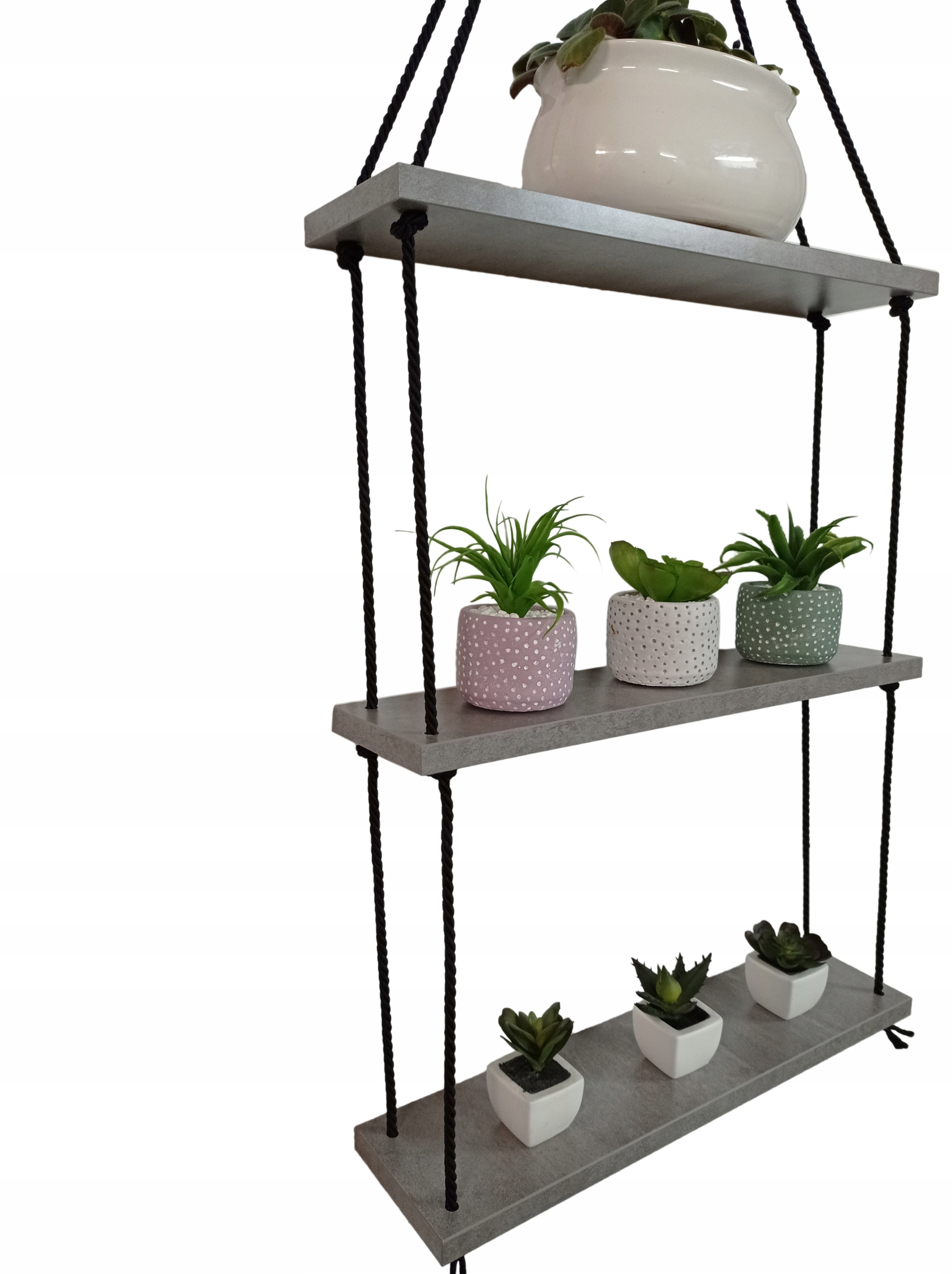 

Wisząca Półka na sznurkach linach Połka Loft Beton