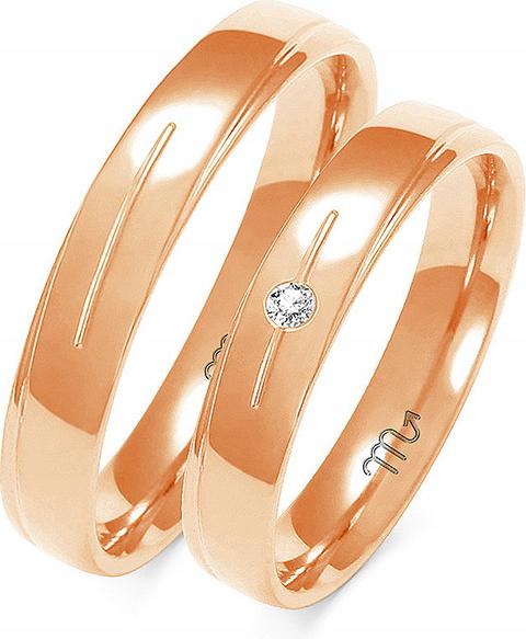 Růžově zlatý snubní prsten 585 14K na svatba vel. 25, nadčasový s gravírováním