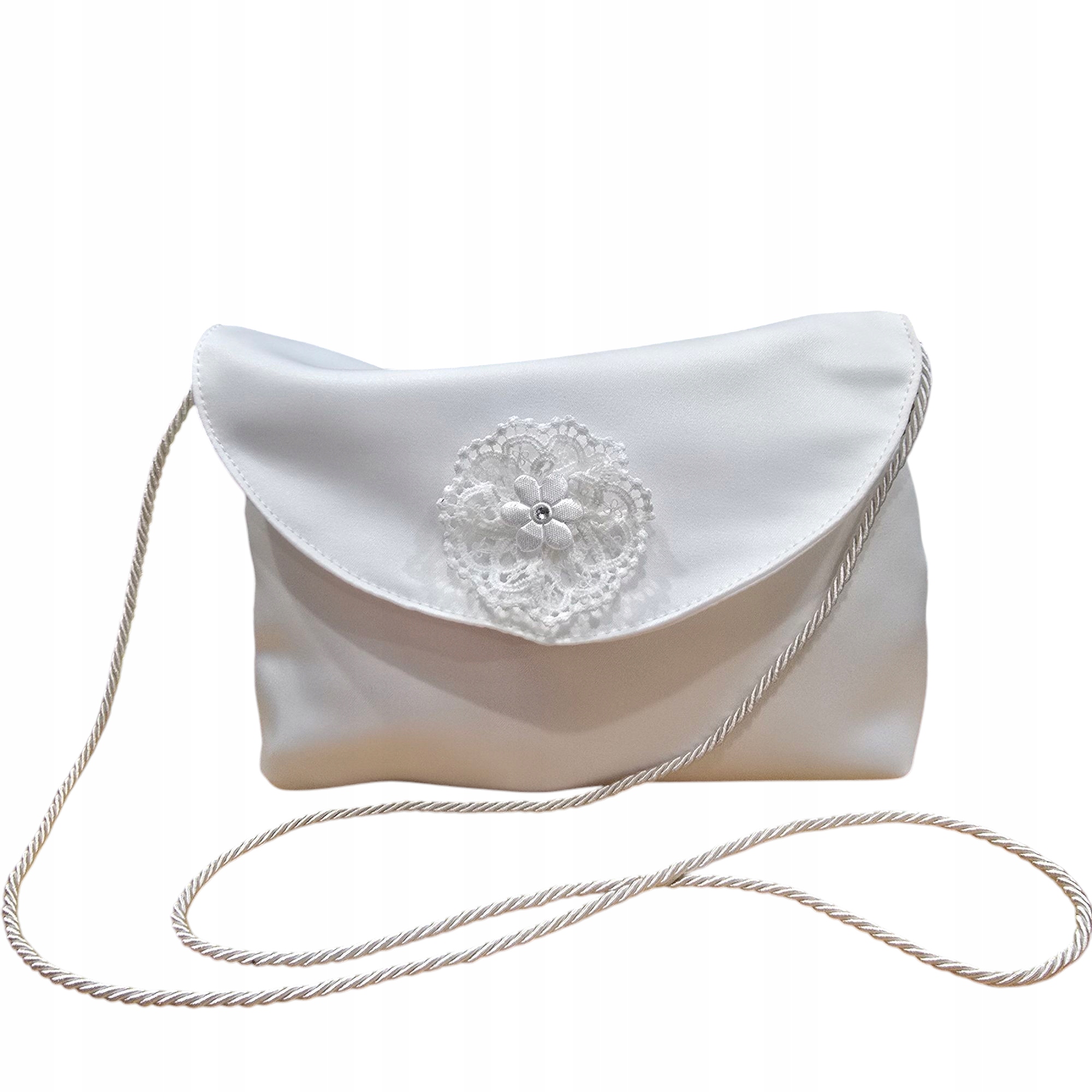 MIKO TOREBKA DZIEWCZĘCA KOMUNIJNA BIAŁA SATYNOWA TOREBECZKA Z KORONKĄ Marka Miko