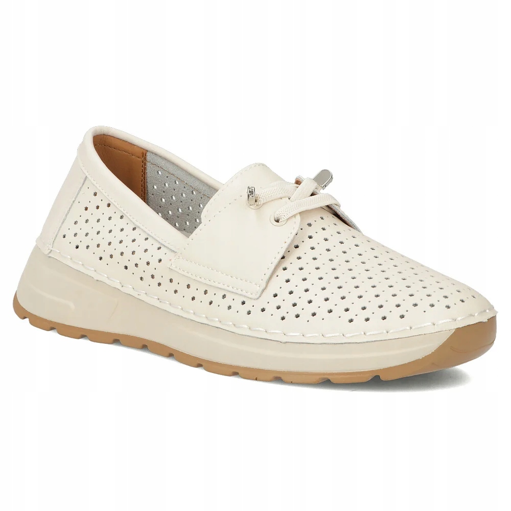 Buty damskie skórzane półbuty beżowe Filippo wsuwane lekkie r.40