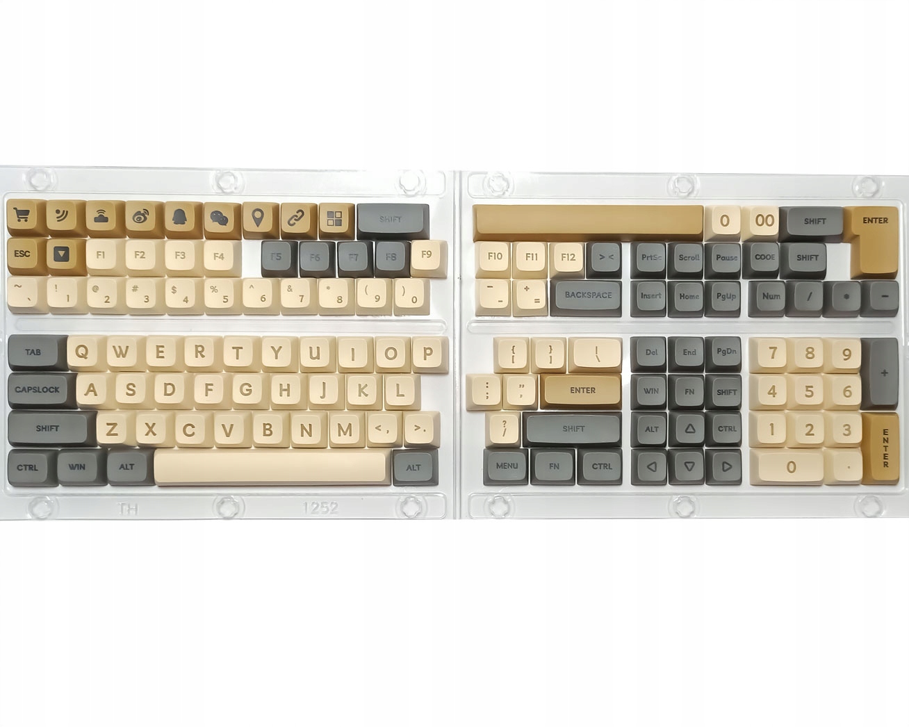 Shimmer Custom Keycaps Set Pbt Keycap Space Esc Białe Szare Puller