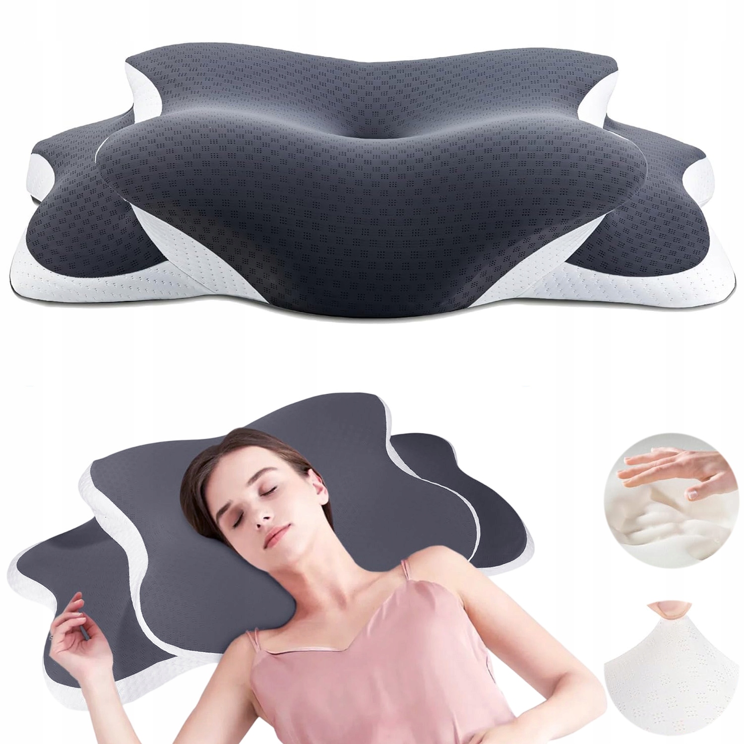 Poduszka Ortopedyczna Motylek Ergonomiczna Z Pianką Memory 5 Stref Podpory