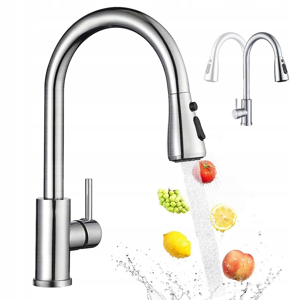 Kuchyňská Stojánková Baterie Do Dřezu S Otočným Kohoutkem A 3 Proudy Vody, Stříbrná Barva