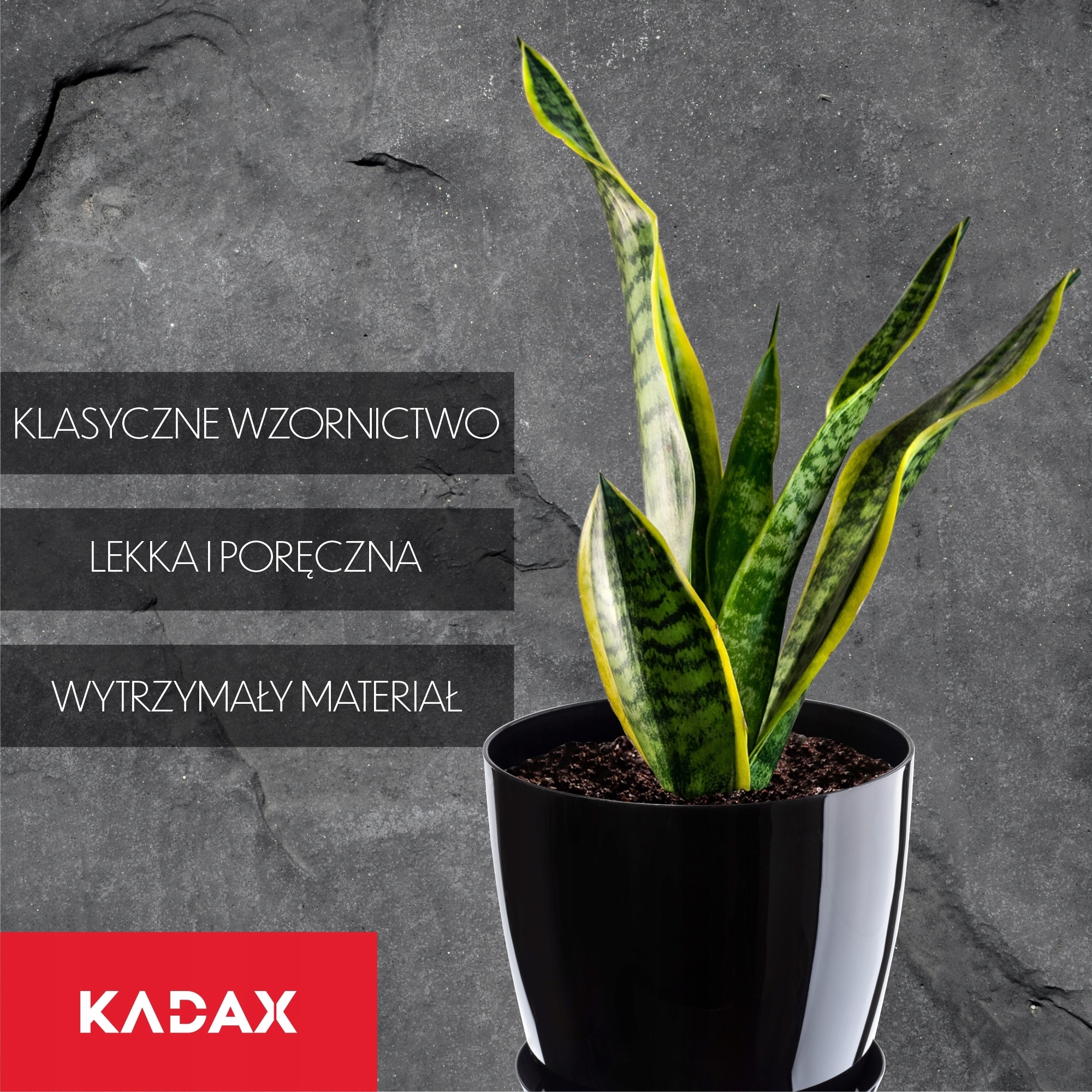 DONICZKA Z PODSTAWKĄ PLASTIKOWA OSŁONKA DONICA 20cm CZARNA NA KWIATY KADAX Kształt Owalny