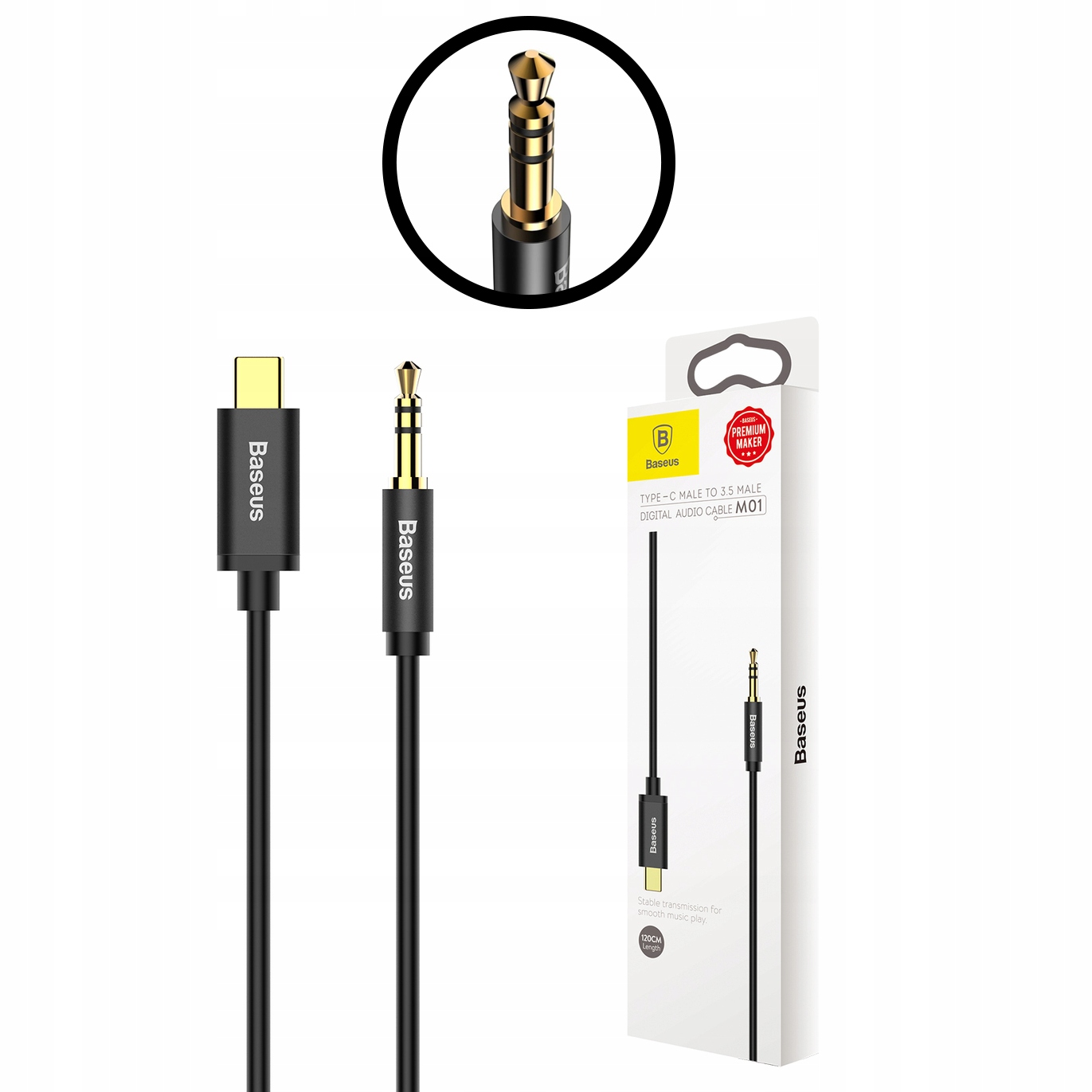 

Baseus Kabel audio Usb-c do mini jack 3,5mm 1.2m