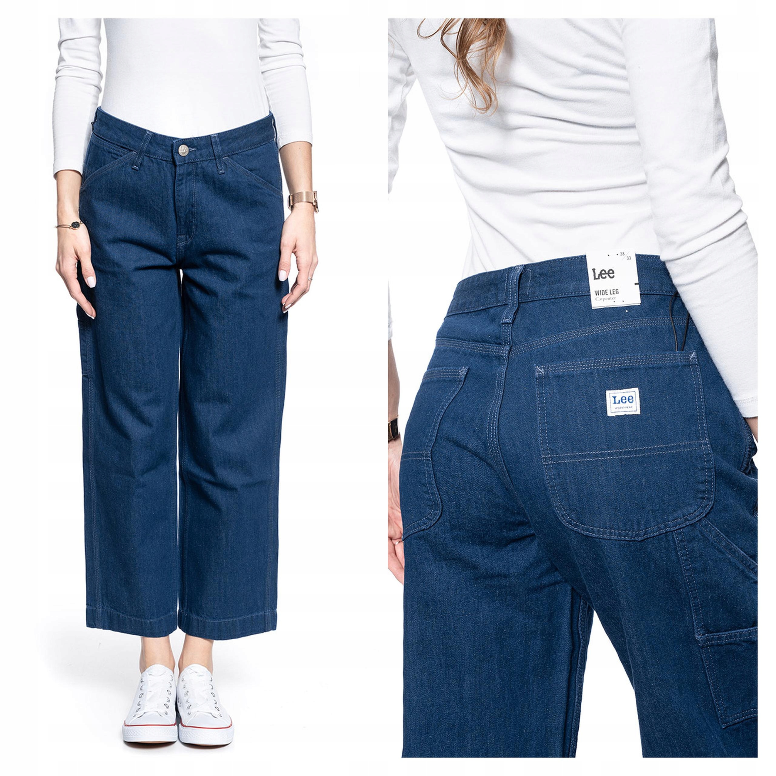 Dámské džínové kalhoty Lee Wide Leg Carpenter Volné modré S