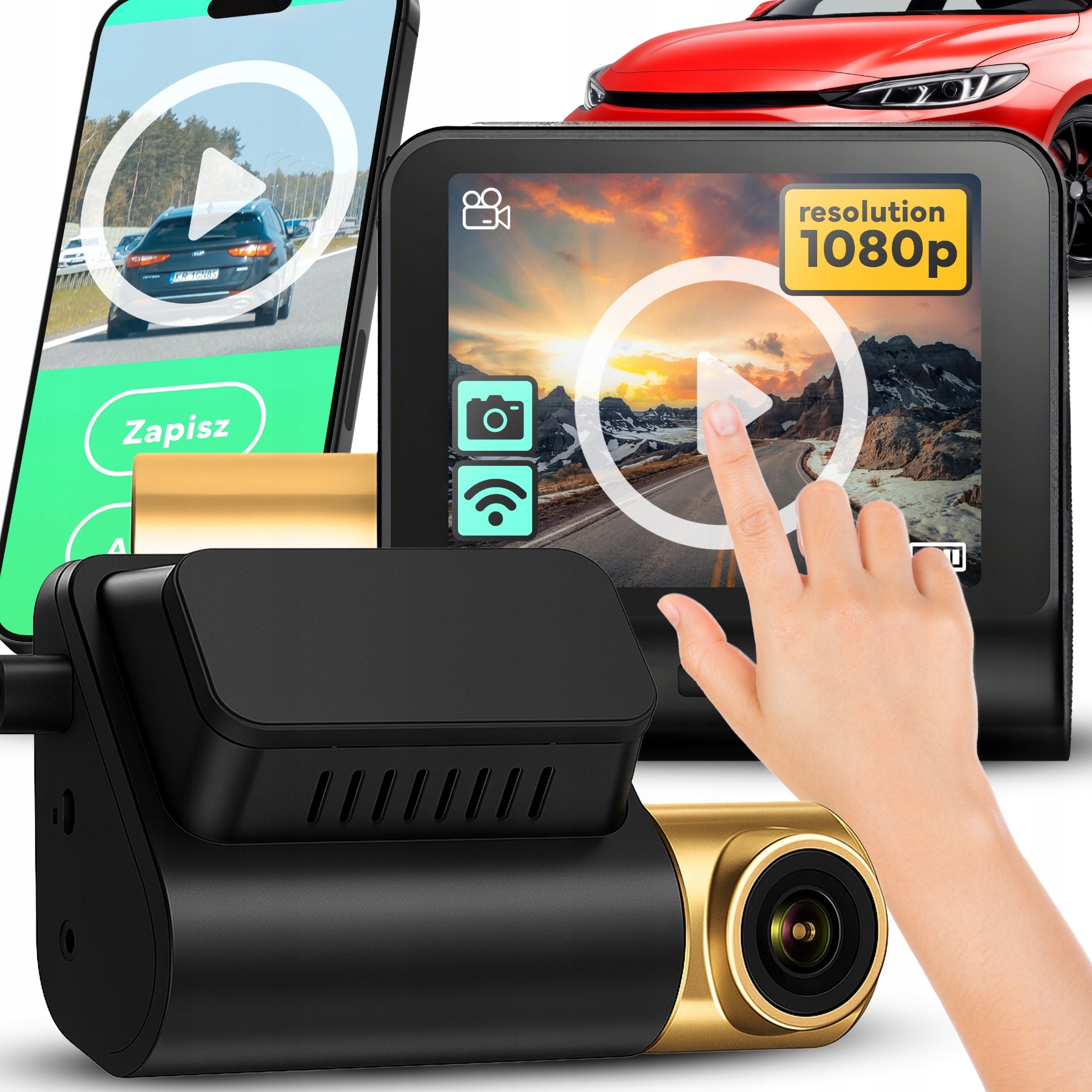 Wideorejestrator samochodowy RETOO Full HD 170° GPS Wi-Fi 2,4