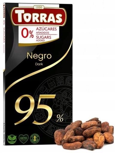 Levně 4x Hořká čokoláda 95% Bez cukru Bezlepková 75 g Torras Negro Dark