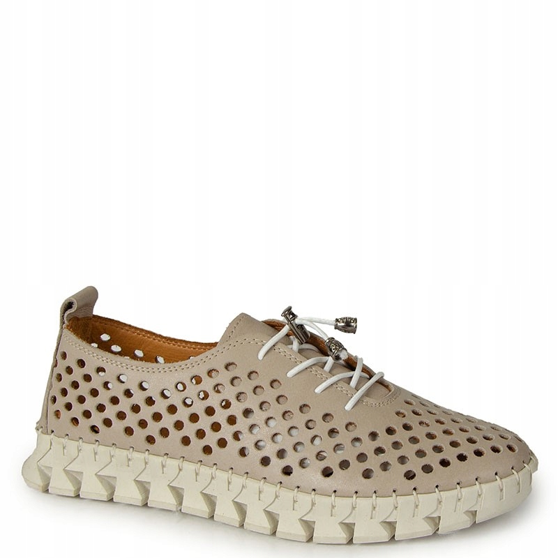 Boccato 0636-2005 Béžové Taupe Ažurové Kožené Tenisky 37