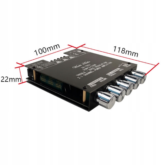 WZMACNIACZ 2.1 KANAŁOWY AUDIO MOC 100W Marka bez marki