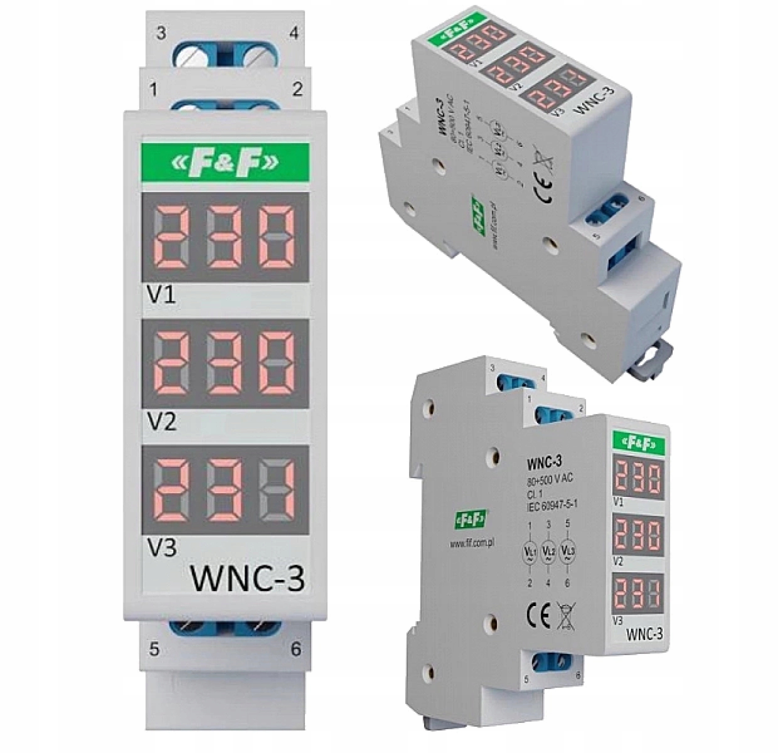 

F&f Wskaźnik Napięcia Cyfrowy Trójfazowy LCD