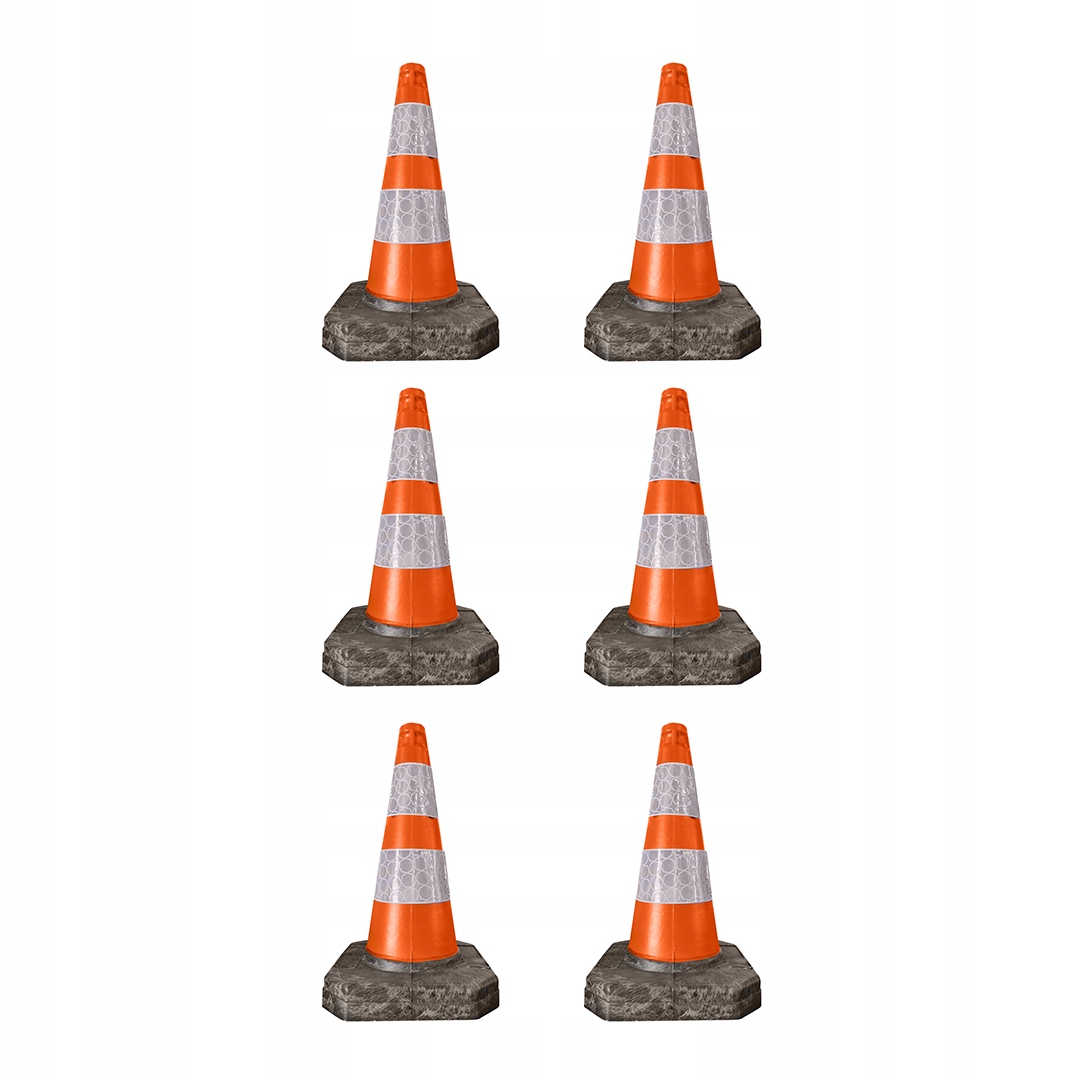 Pachołek drogowy twardy ciężki odblask 50cm Zestaw 6 szt