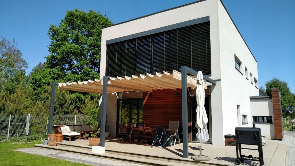 ROLETA RZYMSKA PRZECIWSŁONECZNA WODOSZCZELNA ROZSUWANA ZWIJANA DACH 3x4m Szerokość produktu 300 cm