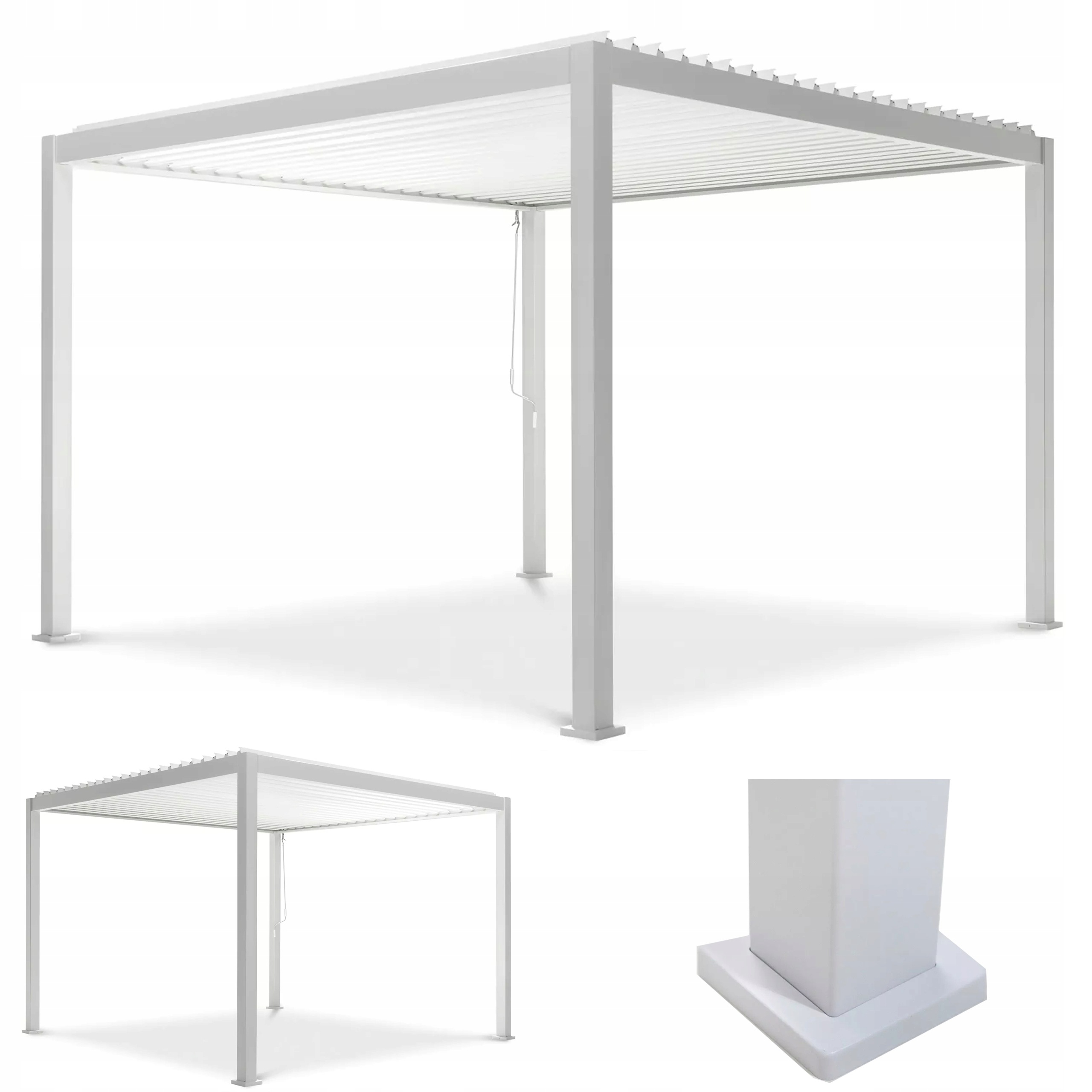 Pergola Ogrodowa Tarasowa Aluminiowa 3x3 Premium Zadaszenie Gutroof Biała