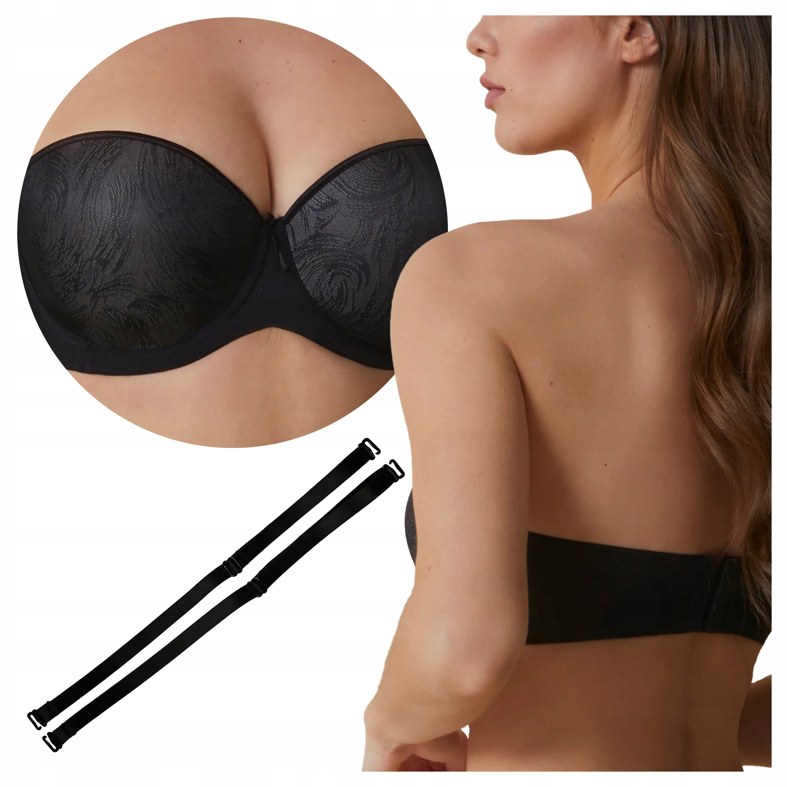 Přiléhavá samodržící podprsenka s kosticemi ramínka Vilma Černá 85D