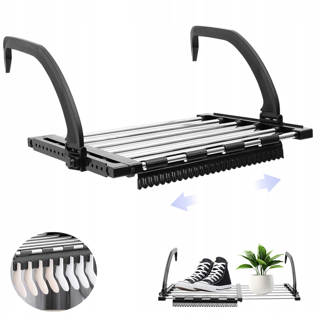 Levně Skládací Sušák Na Prádlo Radiátor Balkon Výsuvná Zahrada 110 CM