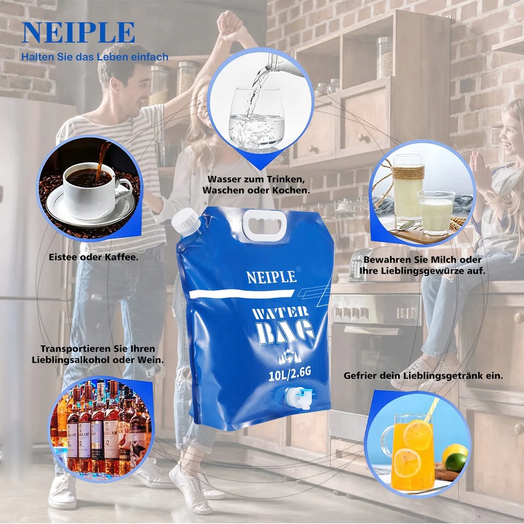 KANISTER BUKŁAK WOREK SKŁADANY NA WODĘ 10 L kranik Kod producenta B0BVRVML8C