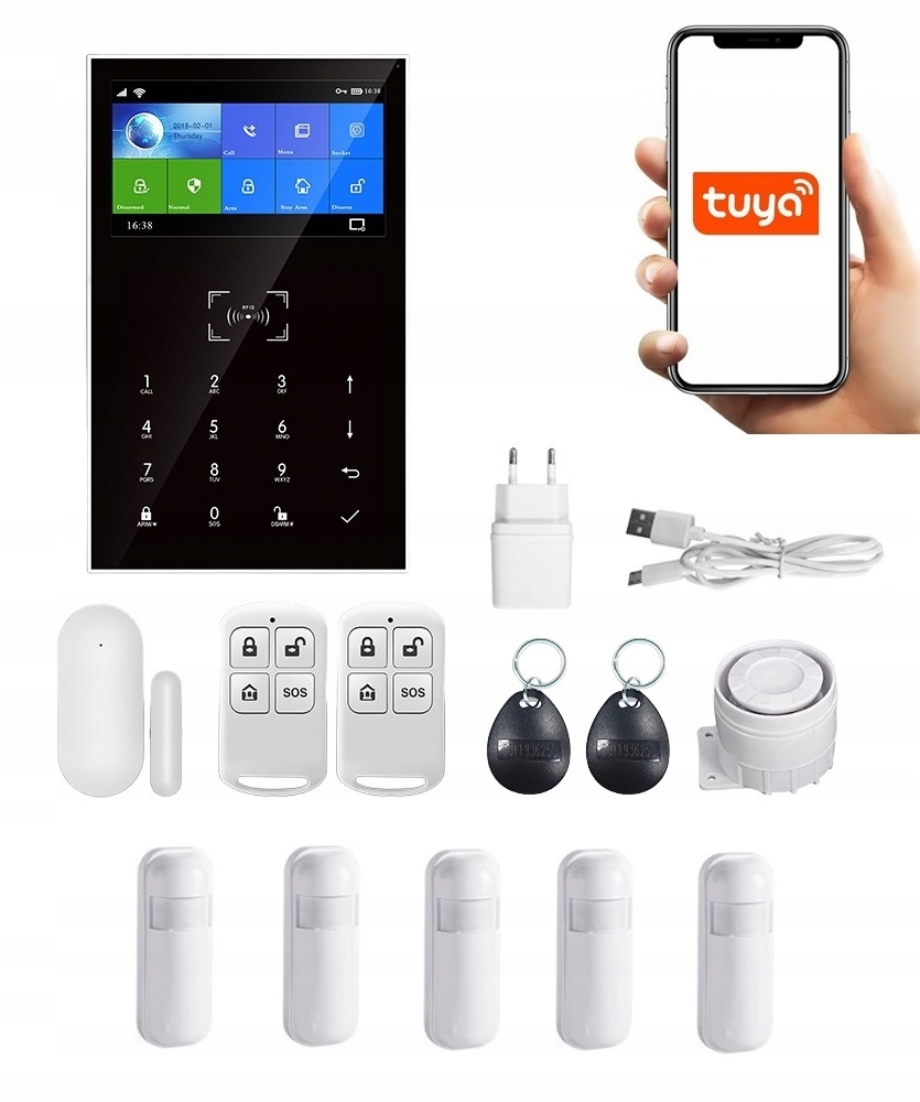 Alarmový Systém LCD Displej 4.3" Gsm WiFi Tuya Smart V Poľštine 5xPIR