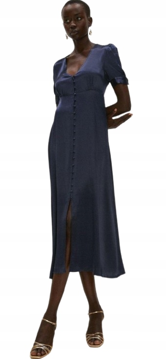 Coast Tmavě Modré Šaty S Rukávem A Knoflíky 36 Hkb