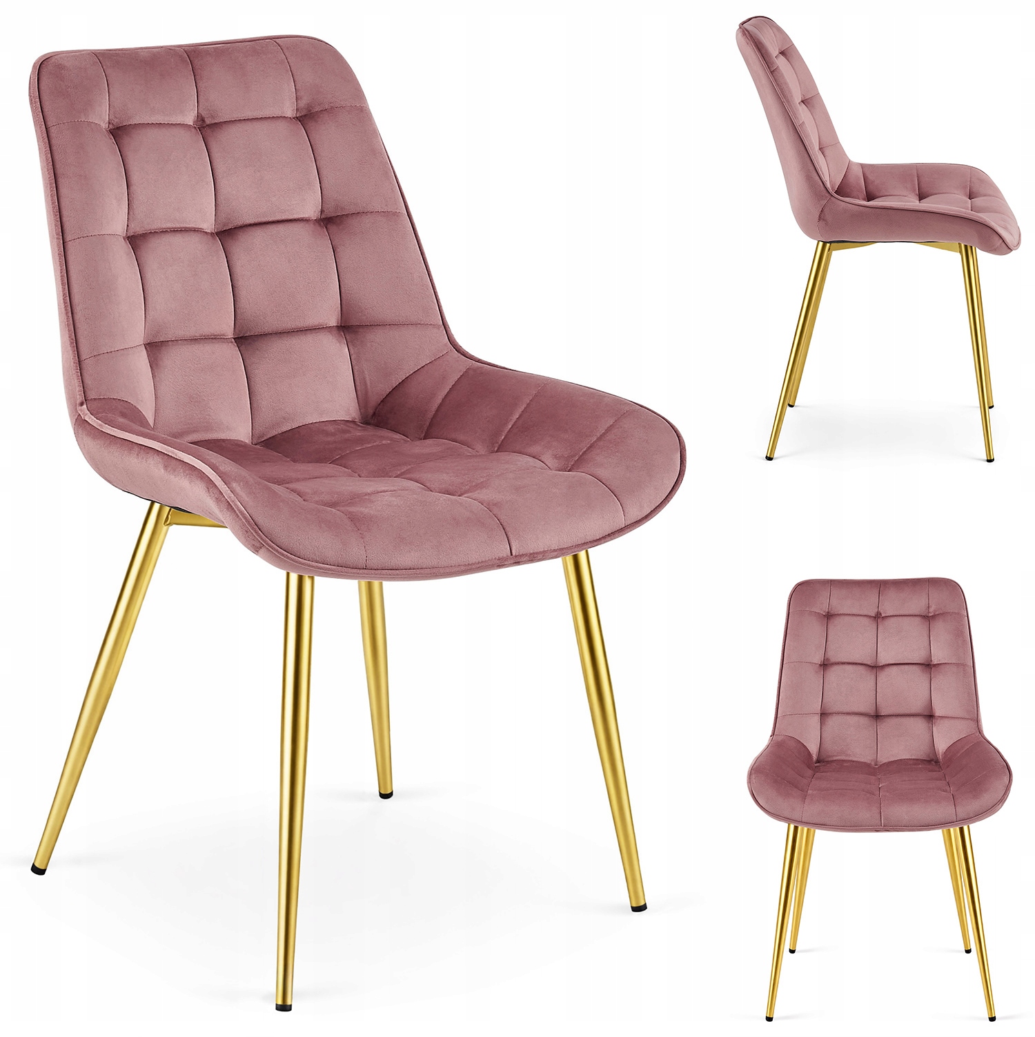 Krzesło Tapicerowane Welurowe Velvet Do Salonu Kuchni Jadalni Erba Różowe