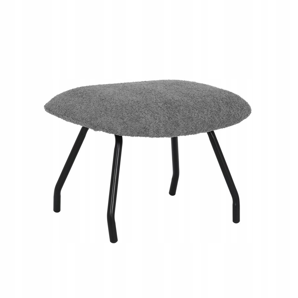 Čalouněná podnožka Suppet z tkaniny boucle, teplá šedá barva