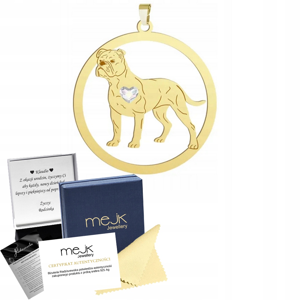 Zlatý přívěsek s kontinentálním buldočkem 925 Dárek Šperky Gravírování Bonus