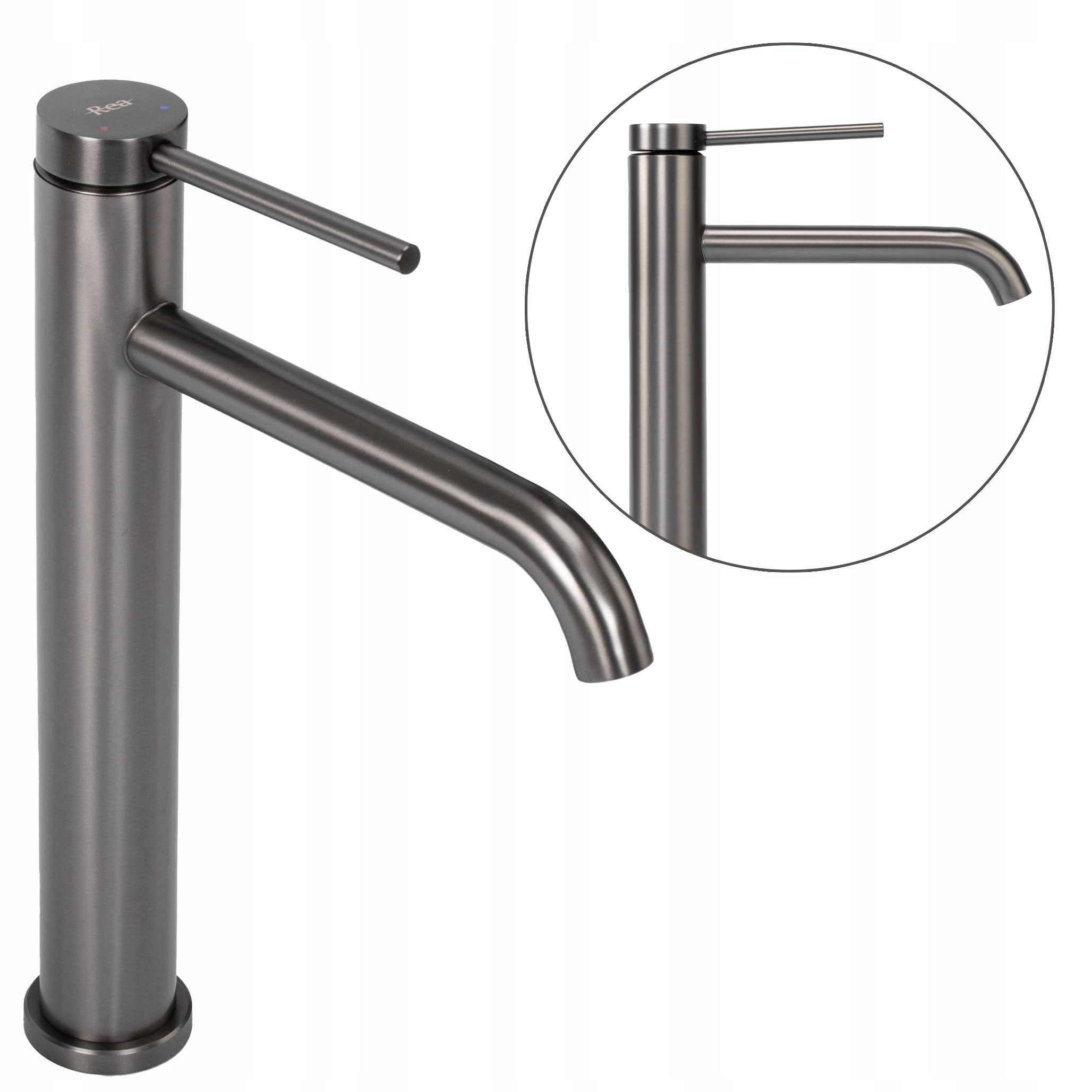 Vysoká titánová umývadlová batéria Rea Clif Mat Moderná