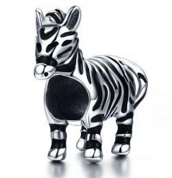 Přívěsek na náramky Zebra Stříbro 925 Rhodiovaný 18x16 mm 2,8 g jako dárek