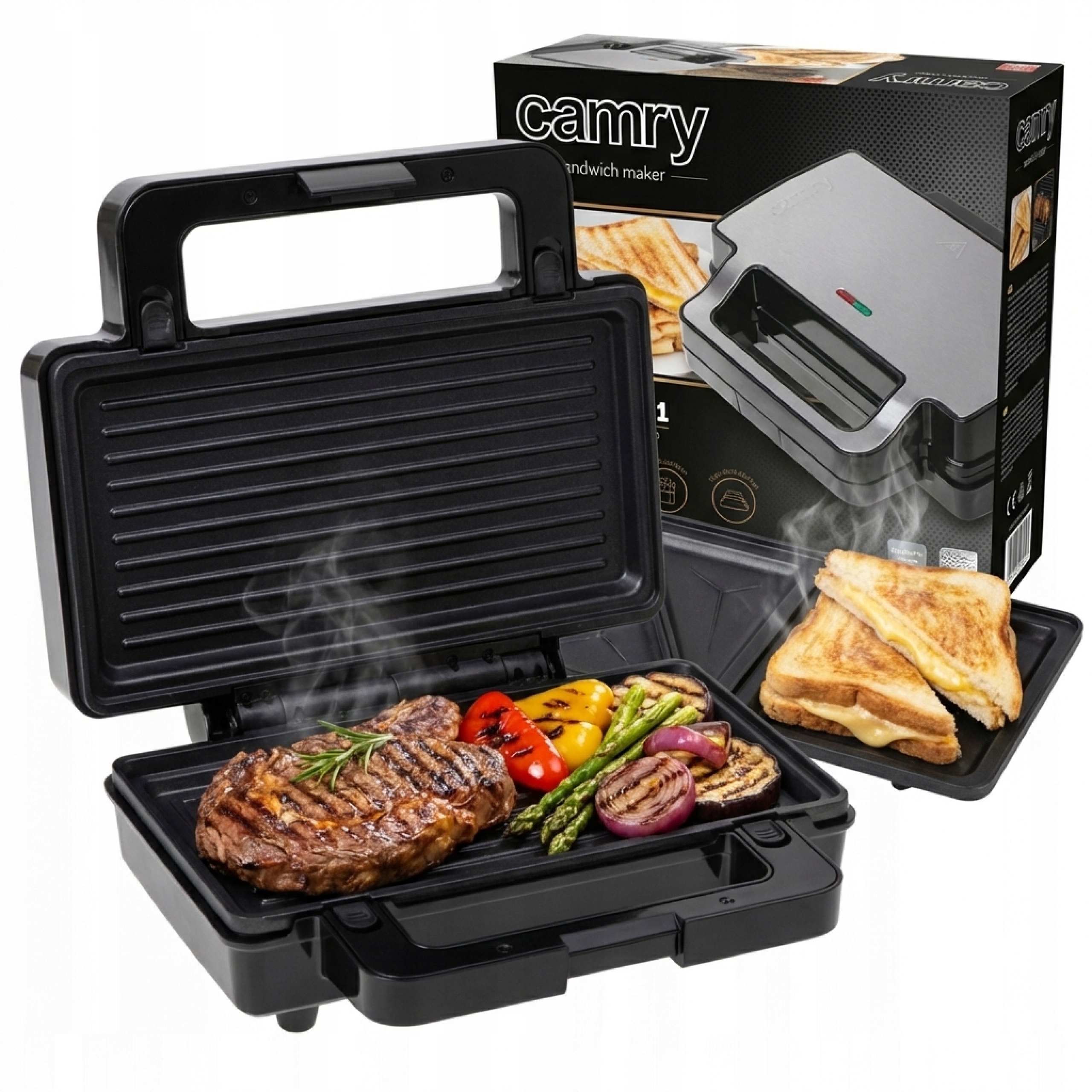 Opiekacz Do Kanapek Toster Grill Elektryczny Panini 1400W Nie Przywiera